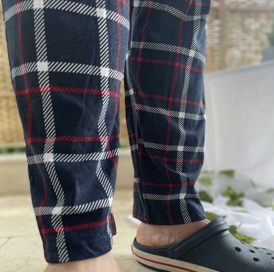 Betimoda %100 Pamuk Kareli Beli Lastikli Cepli Erkek Pijama Altı Lacivert Kareli - M