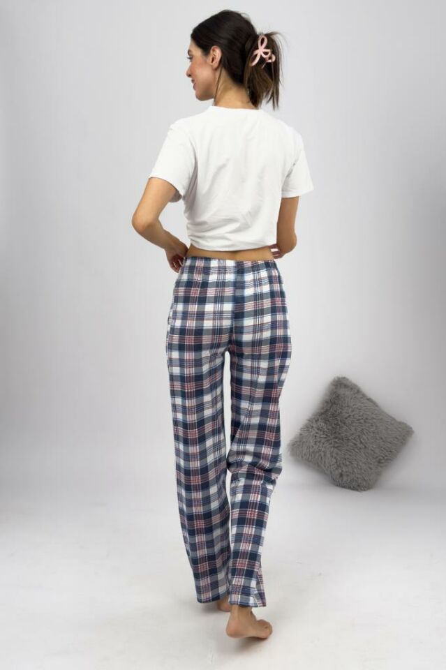 Betimoda Kadın Pijama Altı Kurdeleli Kahverengi Kare - 4XL