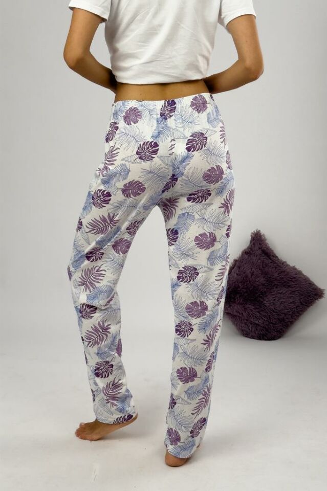 Betimoda Kadın Pijama Altı Kurdeleli Süp Mor Dallı - XXL