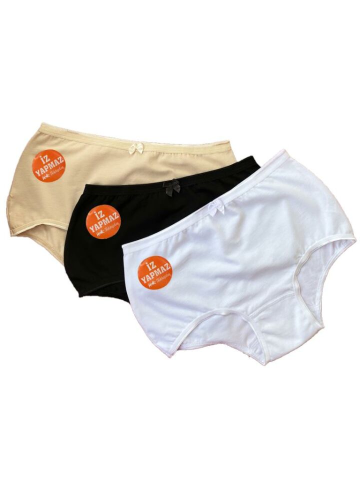 Kadın İz Yapmaz Yüksek Bel Retro Külot 3 Adet Karışık - L