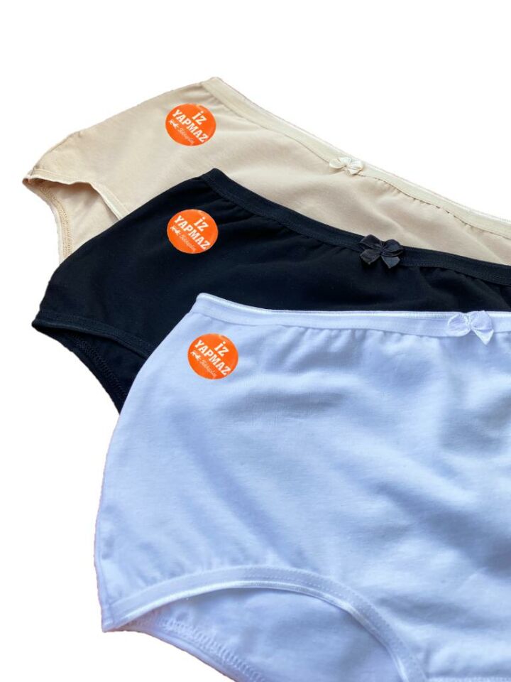 Kadın İz Yapmaz Yüksek Bel Retro Külot 3 Adet Karışık - L