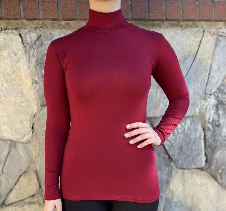 Kadın Uzun Kollu Yarım Balıkçı Yaka 1 Adet BORDO - L/XL