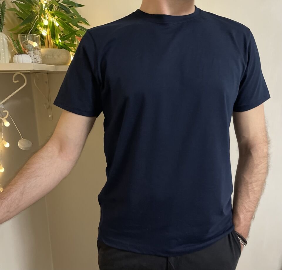 Erkek Slim Fit Dar Kesim Bisiklet Yaka Kısa Kol Pamuklu Tişört LACİVERT - XXL